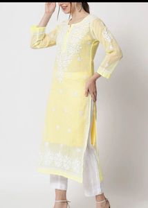 Elegant Yellow Chikankari Kurta