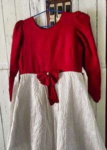 maroon & White Party Dress-Ajio
