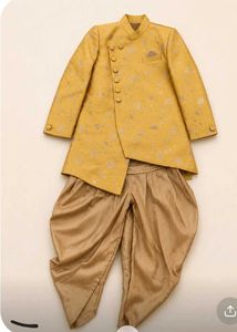 Yellow Brocade Kurta with Dhoti Pants