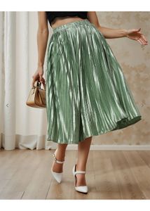 Pleated METALLIC Maxi Skirt