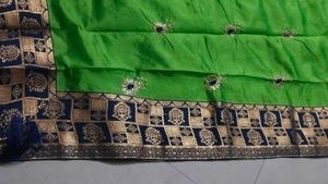Vibrant Green Embroidered Silk Saree