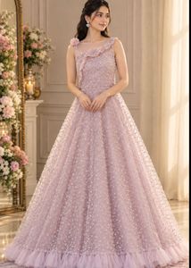 BARBIE Elegant Pink Polka Dot Gown