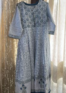 Blue Floral Print Kurta