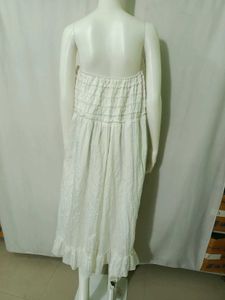 White Strapless Midi Dress Cum Skirt Free Size