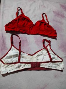 Comfortable Red &amp; Printed Bras (Set of 2)