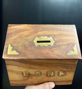 Wooden "BANK" Piggy Bank