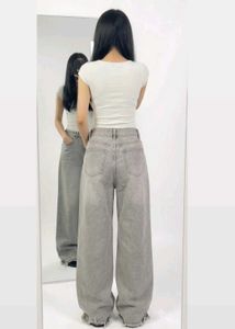 Grey Wide Leg Jeans