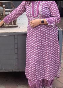 Purple Floral Print Kurta