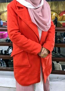 Combo Offer,Vibrant Orange Wool Coat