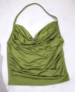 Olive Green Ruched Halter Top