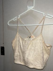 Cream Lace Crop Top