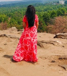 Red Flare Party Wear Dress ||