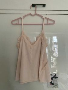 h&amp;m lace trimmed ponte-di-roma strappy top