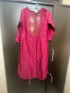 Mirrorwork Maroon Kurta with Lining