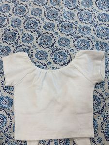korean White Tie-Front Crop Top