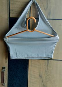 Grey halter neck top