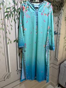 Aqua Floral Print Kurta with pallazos