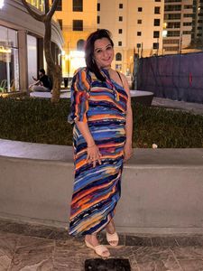Abstract Print One-Shoulder Dress