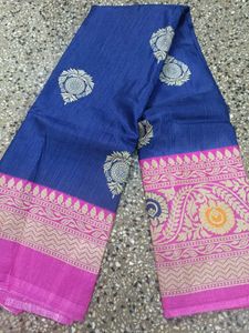 Elegant Blue Saree with Pink Border