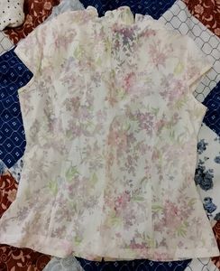 Floral Print Ruffle Blouse