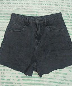 Black Denim Cut-off Shorts