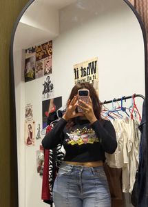 Cute Graphic Print Crop Top