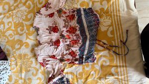 Floral Print Tie Front Top