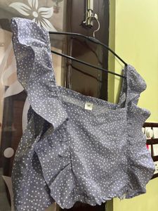 Cute Blue &amp; White Ruffle Top