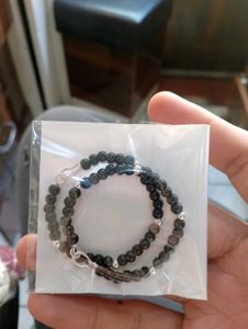 Black Moti Kadli Pair Pure Silver