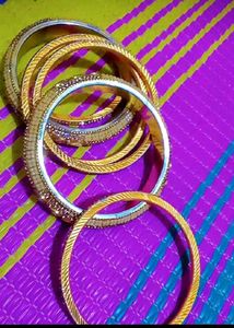 Sparkling Gold Bangles with Embellishments