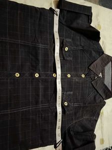 Checked dull black women Shirt