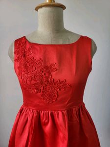 Elegant Red Fit and Flare Dress