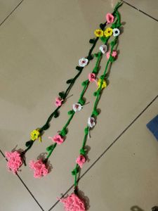 Crocheted Flower Hair Garland