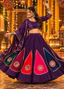 Purple Embroidered Lehenga Choli Set