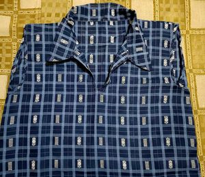 Blue Checked Sleeveless Kurta