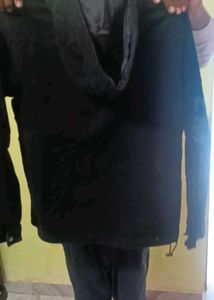 Black Suede Hooded Jacket