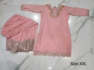 Pink Sequined Kurta with Palazzo Set