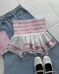 Boho Smocked Off-Shoulder Peplum Top