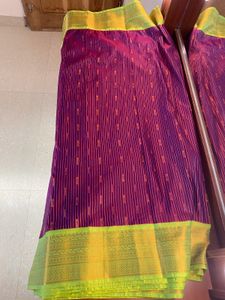 🪻Brinjal Purple with green border Saree🪻