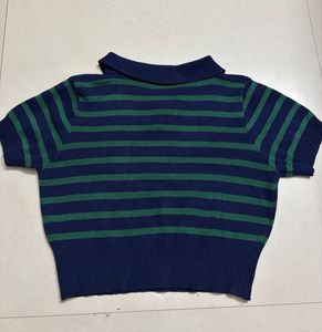 Striped Polo crop tshirt