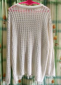 Oversized white knitted bikini cover-up🤍