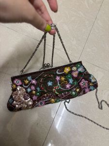 Vintage Beaded &amp; Sequin Embroidered Kiss-Lock Even