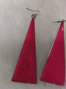 Vibrant Pink Geometric Dangle Earrings