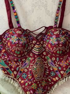 Navratri Embroidered Maroon Ethnic Blouse