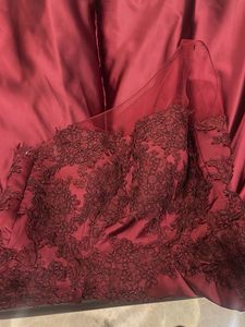 Elegant Maroon Lace Formal Dress