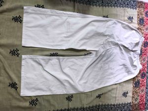 white cotton wide leg pant