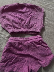 6-12m) Cute Pink Crop Top &amp; Shorts Set