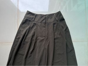 High-Waisted Wide-Leg Olive Trousers