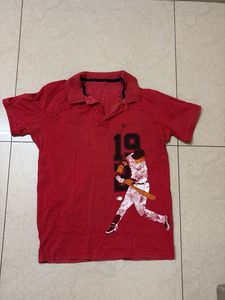 Men's Red Baseball Polo T-Shirt