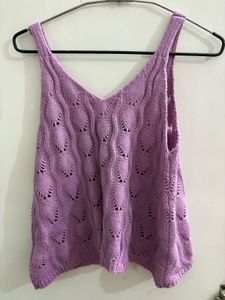 Lavender Knit V-Neck Tank Top